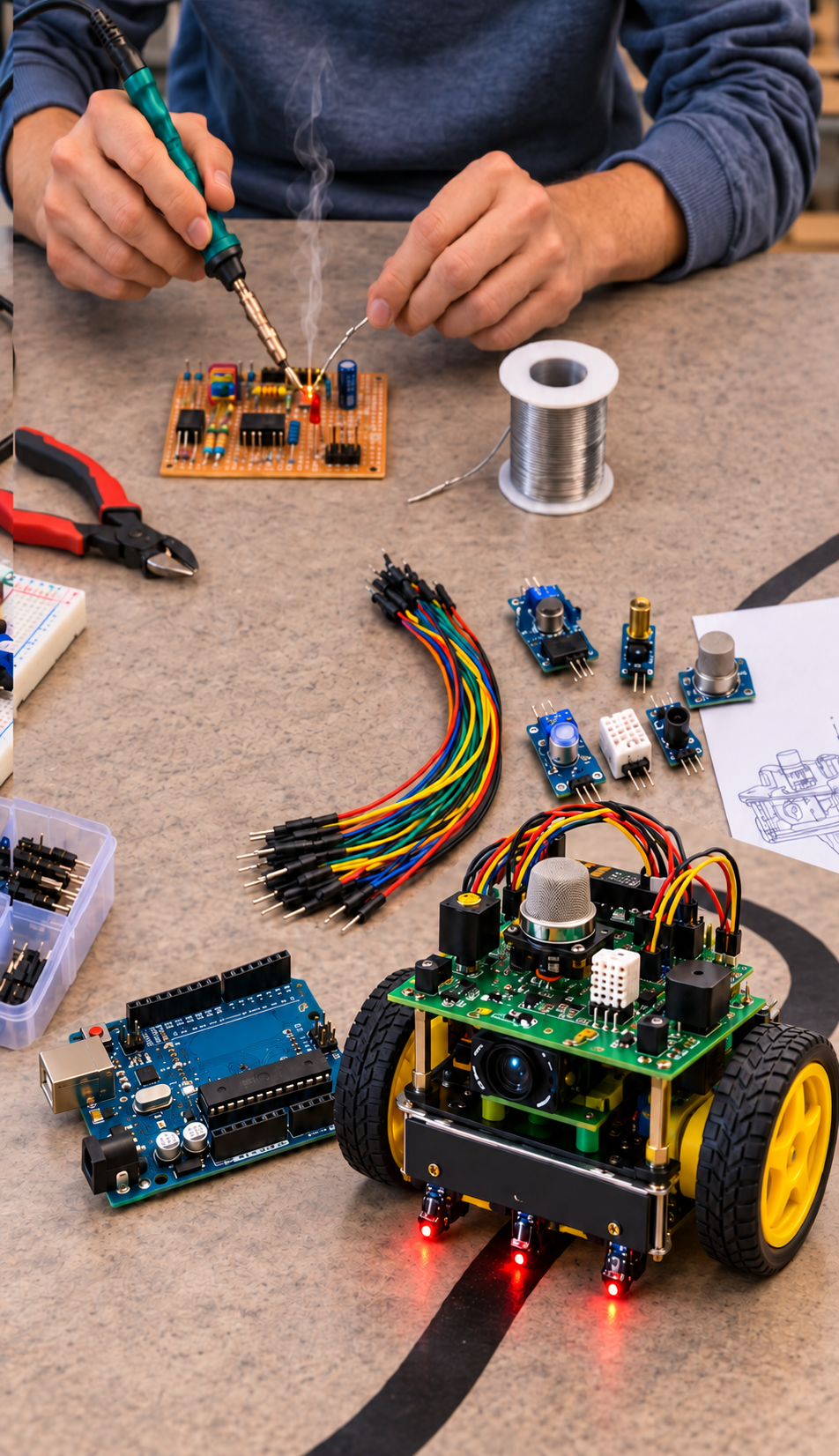 Atelier électronique et robot suiveur de ligne